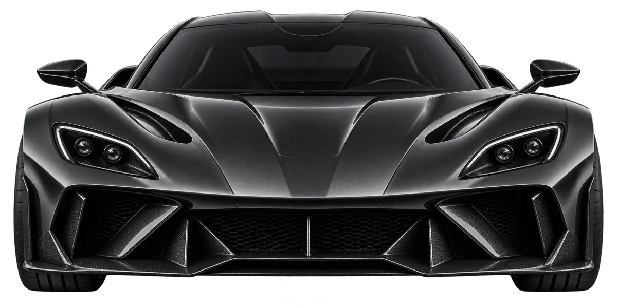 Front view of the fictional VÆLOR V01 in a dark studio.