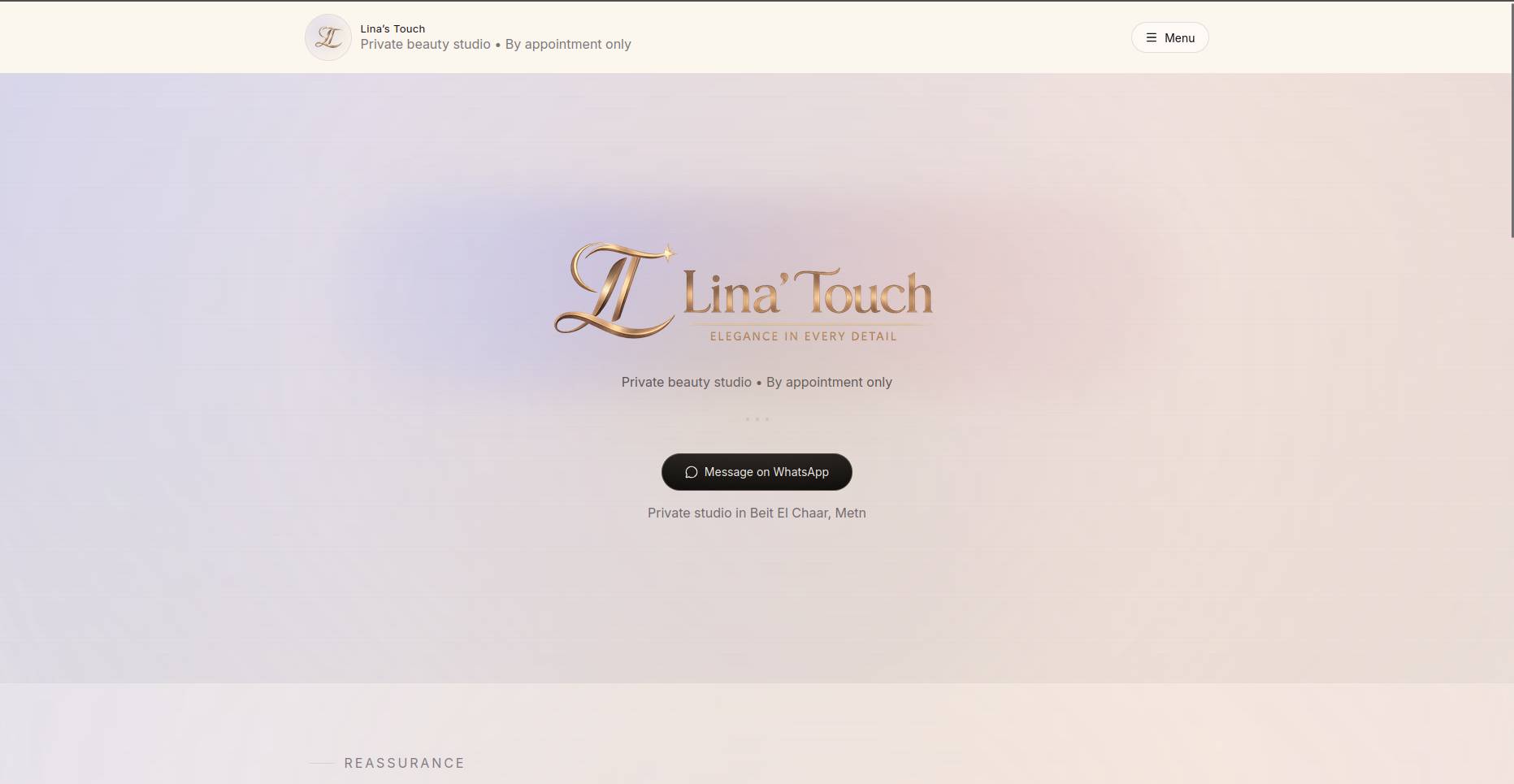 Lina’s Touch homepage
