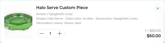 Cart item showing human-readable configuration — Prismé