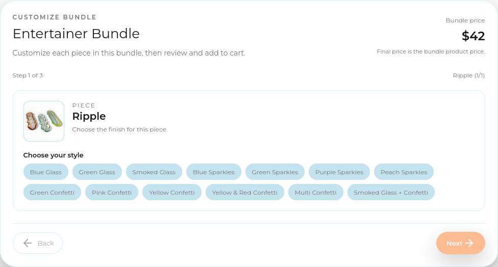 Bundle customization step per item — Prismé